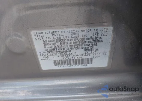 2016 Nissan Versa 1.6 S+ из США, поврежденный, VIN 3N1CN7APXGL909401